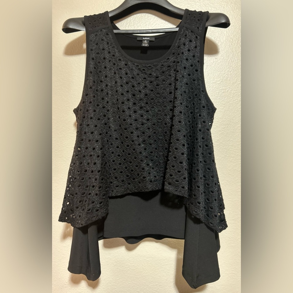 Alfani Black Layered shark bite shaped Tank Top Blouse- size xl